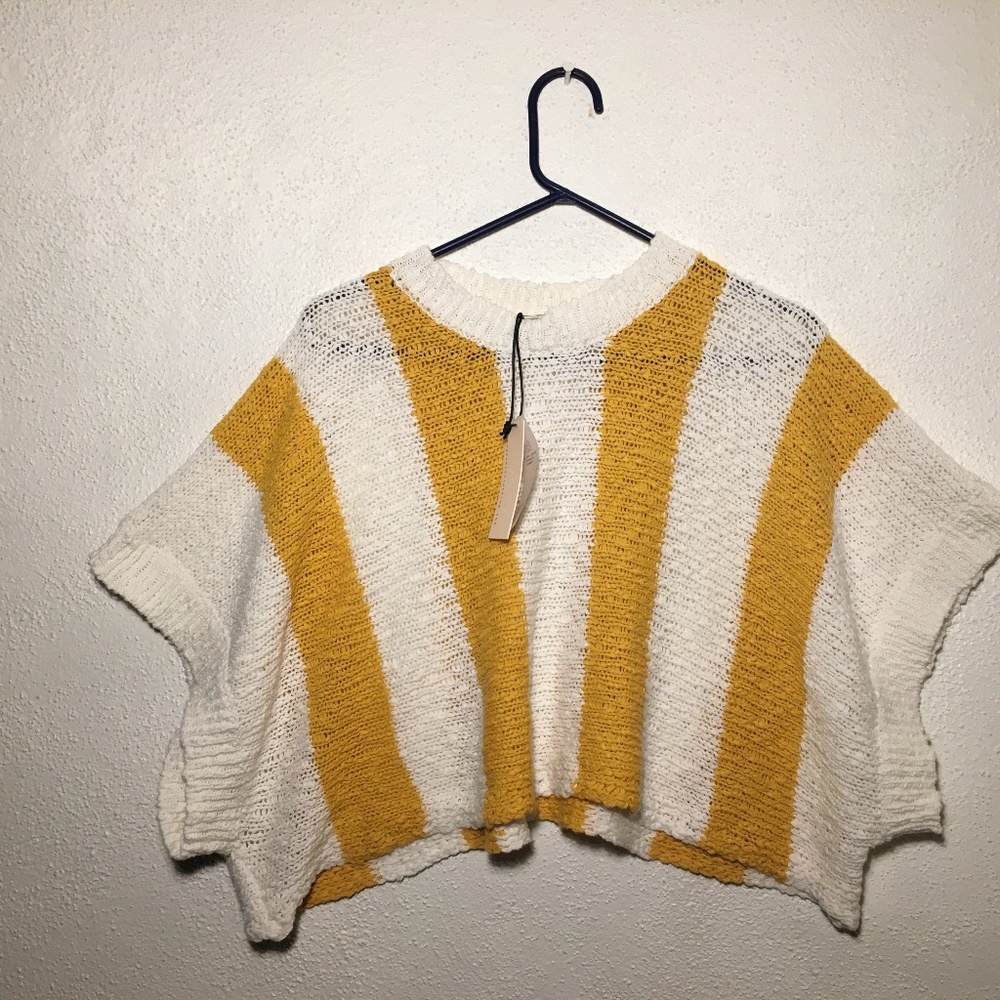 Rag Poets, Knitwear Top, Yellow/White Stripe